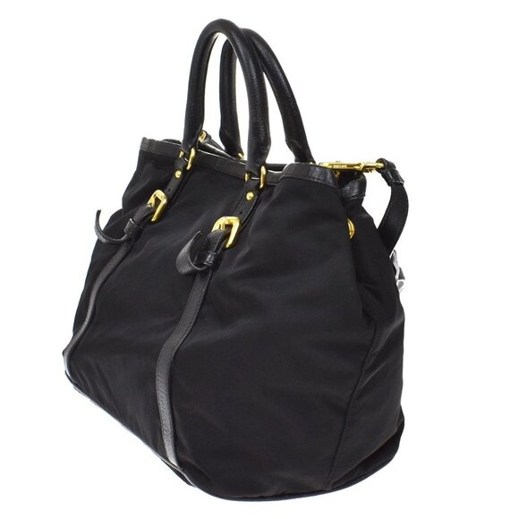 PRADA Logo Tessuto 2Way Hand Shoulder Bag Nylon Leather Black GHW Italy 87KB247 - Picture 5 of 16